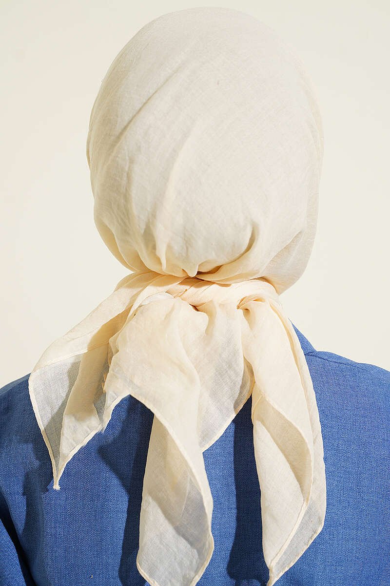 Aya Series Thin Cotton Scarf Cream - الصورة 3