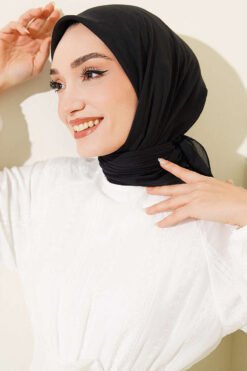 Aya Series Thin Cotton Scarf Black