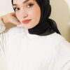 Aya Series Thin Cotton Scarf Black - الصورة 2