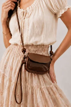 Adjustable Knot Strap Mini Bag Brown