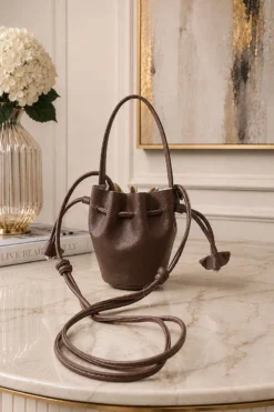 Gathered Mini Women's Handbag Brown