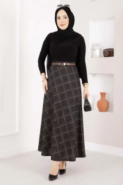 Baklava Pattern Scuba Skirt Anthracite