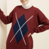 Diamond Pattern French Terry Sweater Black - Image 4