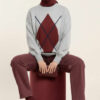 Diamond Pattern French Terry Sweater Black - Image 5