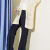 Diamond Pattern Openwork Knit Cardigan Beige - Imagen 2