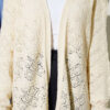 Diamond Pattern Openwork Knit Cardigan Beige - Imagen 4