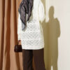Diamond Pattern Openwork Knit Cardigan Ecru - Imagen 3