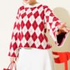 Diamond Pattern Soft Sweater Beige