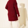 Textured Diamond Pattern Button-Up Knit Cardigan Burgundy - immagine 3