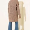 Textured Diamond Pattern Button-Up Knit Cardigan Latte – Bild 3