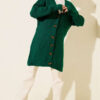 Textured Diamond Pattern Button-Up Knit Cardigan Emerald – Bild 2