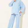 Hooded Oversized Two-Piece Set Baby Blue