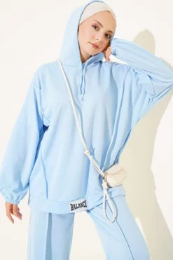 Alternative view of Hooded Oversized Two-Piece Set Baby Blue