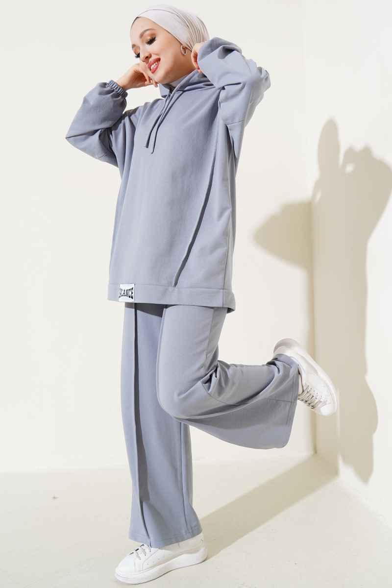 Hooded Oversized Two-Piece Set Slate Grey