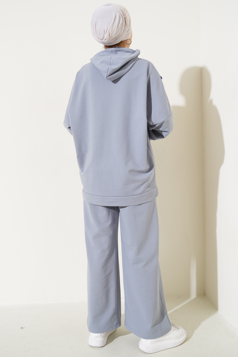 Hooded Oversized Two-Piece Set Slate Grey - immagine 3