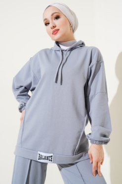 Alternative view of Hooded Oversized Two-Piece Set Slate Grey