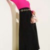Fisherman Neck Fingerless Knit Sweater Fuchsia - immagine 2