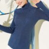Fisherman Neck Fingerless Knit Sweater Indigo