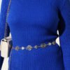 Fisherman Neck Fingerless Knit Sweater Saxon Blue - الصورة 4