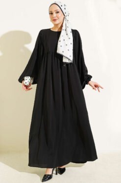 Balloon Sleeve Anklet Cuff Dress Black