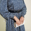 Balloon Sleeve Printed Chiffon Dress Blue - Image 4