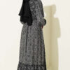 Balloon Sleeve Ruffled Gathered Dress Black – Image 3