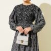 Balloon Sleeve Ruffled Gathered Dress Smoke - Image 2