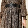 Balloon Sleeve Chiffon Dress Leopard - Image 4