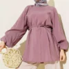 Balloon Sleeve Tensile Belted Tunic
