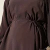 Balloon Sleeve Tensile Belted Tunic Brown - Imagen 4