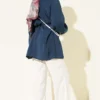Balloon Sleeve Tensile Belted Tunic Navy Blue - Imagen 3