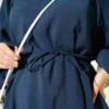 Balloon Sleeve Tensile Belted Tunic Navy Blue - Imagen 4