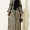 Balloon Sleeve Printed Dress Beige - Imagen 3