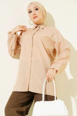 Basic Anklet Elastic Shirt Beige