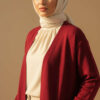 Basic Long Knit Cardigan with Double Pockets Burgundy - Image 2
