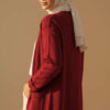 Basic Long Knit Cardigan with Double Pockets Burgundy - Image 3