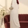 Basic Long Knit Cardigan with Double Pockets Ecru - Image 3
