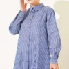 ⁦Basic Striped Long Tunic Navy Blue⁩ - الصورة ⁦2⁩