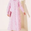 Basic Striped Long Tunic Pink