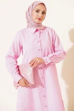 Vue alternative de Basic Striped Long Tunic Pink