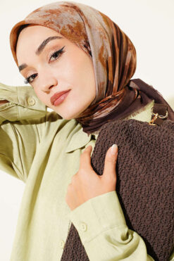 Alternative view of Batik Patterned Soft Scarf Dark Brown