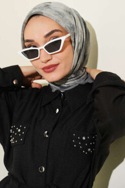 Alternative view of Batik Patterned Soft Scarf Grey