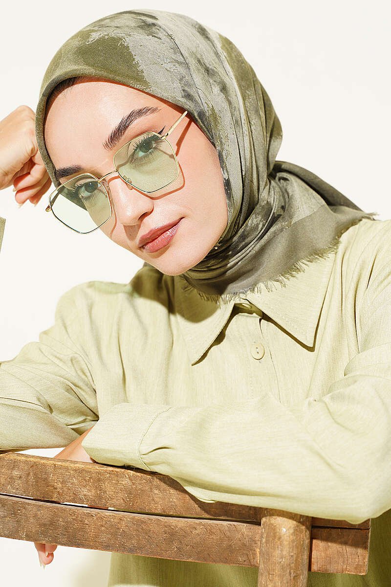 Batik Patterned Soft Scarf Khaki - Afbeelding 2