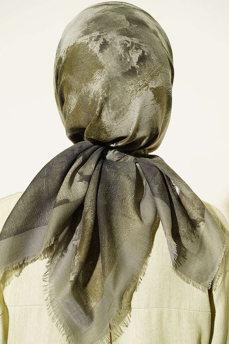 Batik Patterned Soft Scarf Khaki - Afbeelding 3