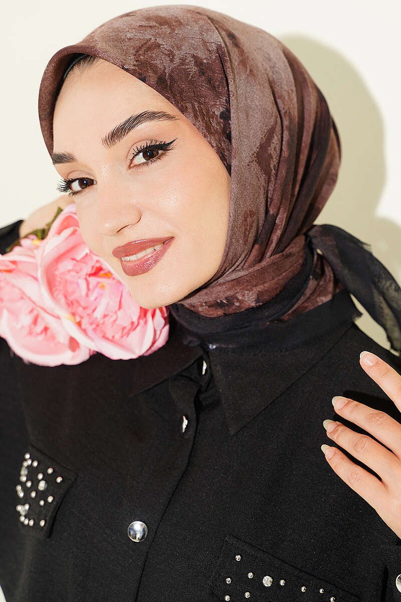 Batik Patterned Soft Scarf Black - Imagen 6