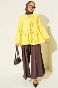 Alternative view of Baby Collar Tied Kimono Yellow
