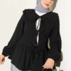 Baby Collar Tied Kimono Black