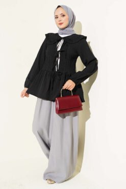 Alternative view of Baby Collar Tied Kimono Black