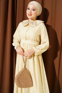 Vista alternativa de Baby Collar Ankled Cuffed Dress Beige