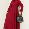Baby Collar Ankled Cuffed Dress Burgundy